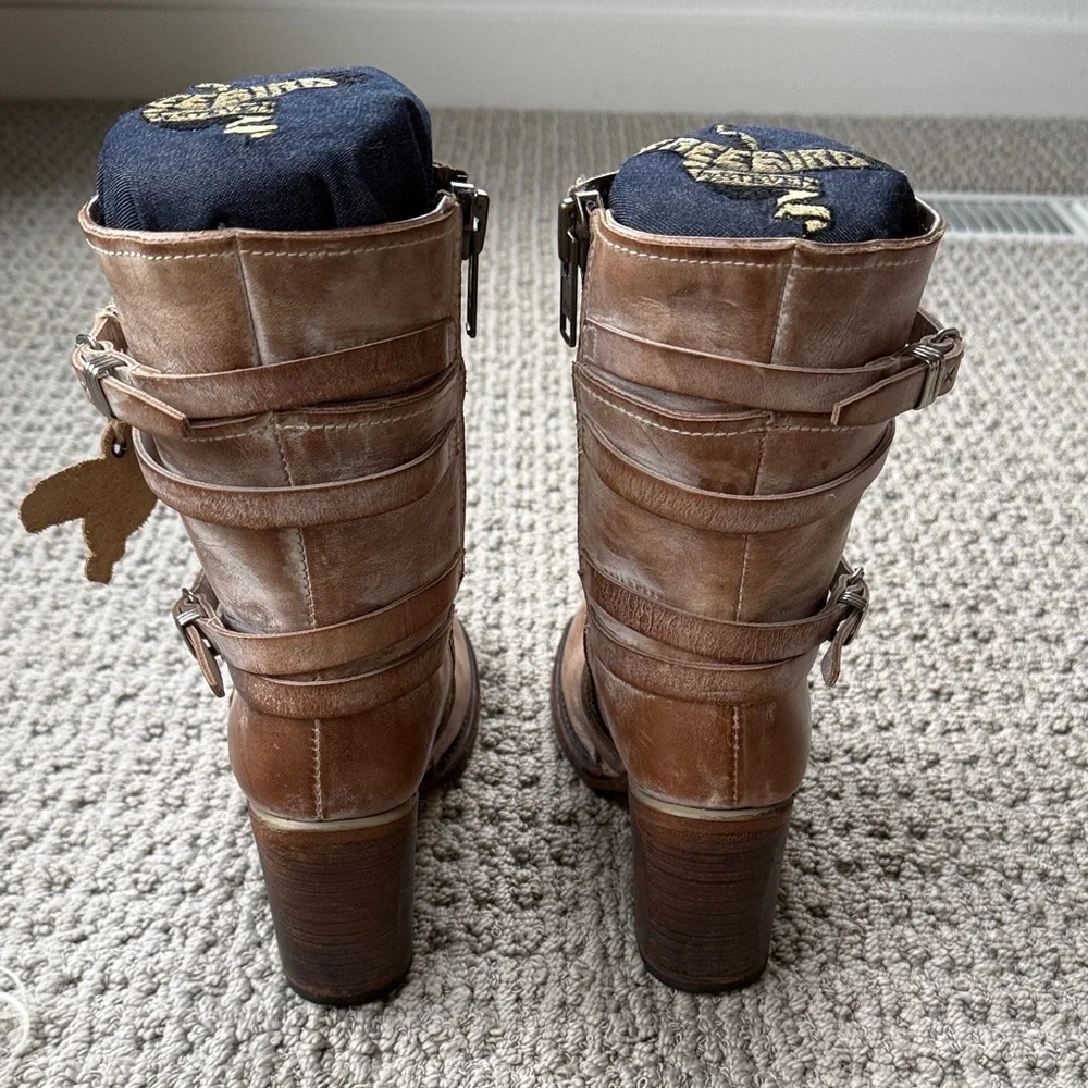 Freebird by Steven Brown Leather Wrap-Strap Heeled Boots - Picture 4 of 6